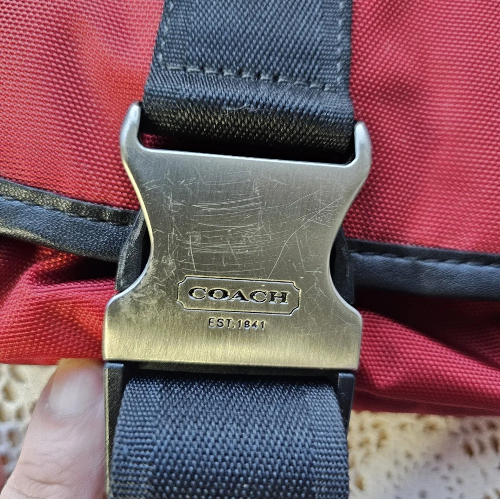 Mens/Women's Coach Messenger Bag, BURNT RED COLOR  NYLON, Not Bright Red - Picture 6 of 16